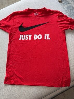 Nike Red Short-Sleeve 'Just Do It.' Graphic Tee with Black Swoosh